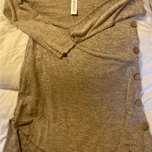 Cozy Brown Sweater Dress with Button Detail